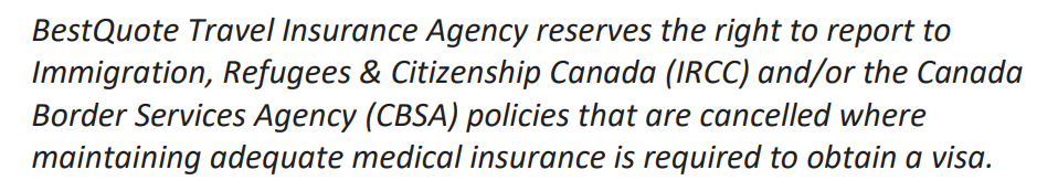 BestQuoteは保険をキャンセルした被保険者についてIRCCに報告できる権利があります。